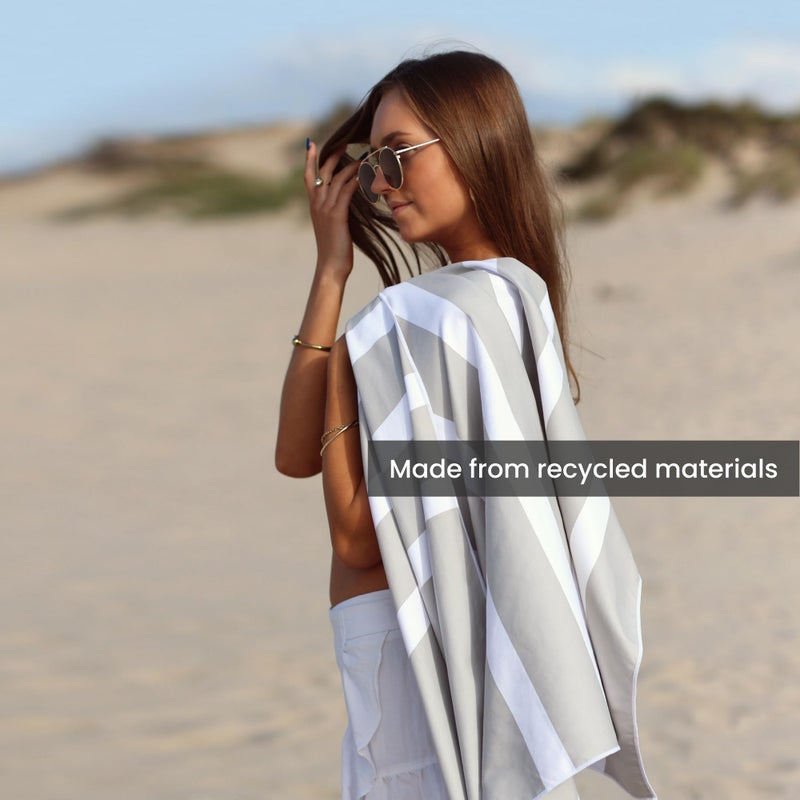 SummerSand Microfiber Beach Towel - Quick Dry, Sand Free - Compact and Lightweight for Travel - Recycled Materials - Travel Bag Included - Large Microfiber Towel (63x31.5in â€“ Marble Sand) - Image 3